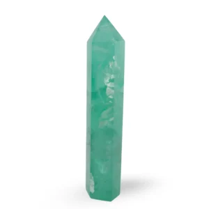 Green Fluorite Tower on White Background