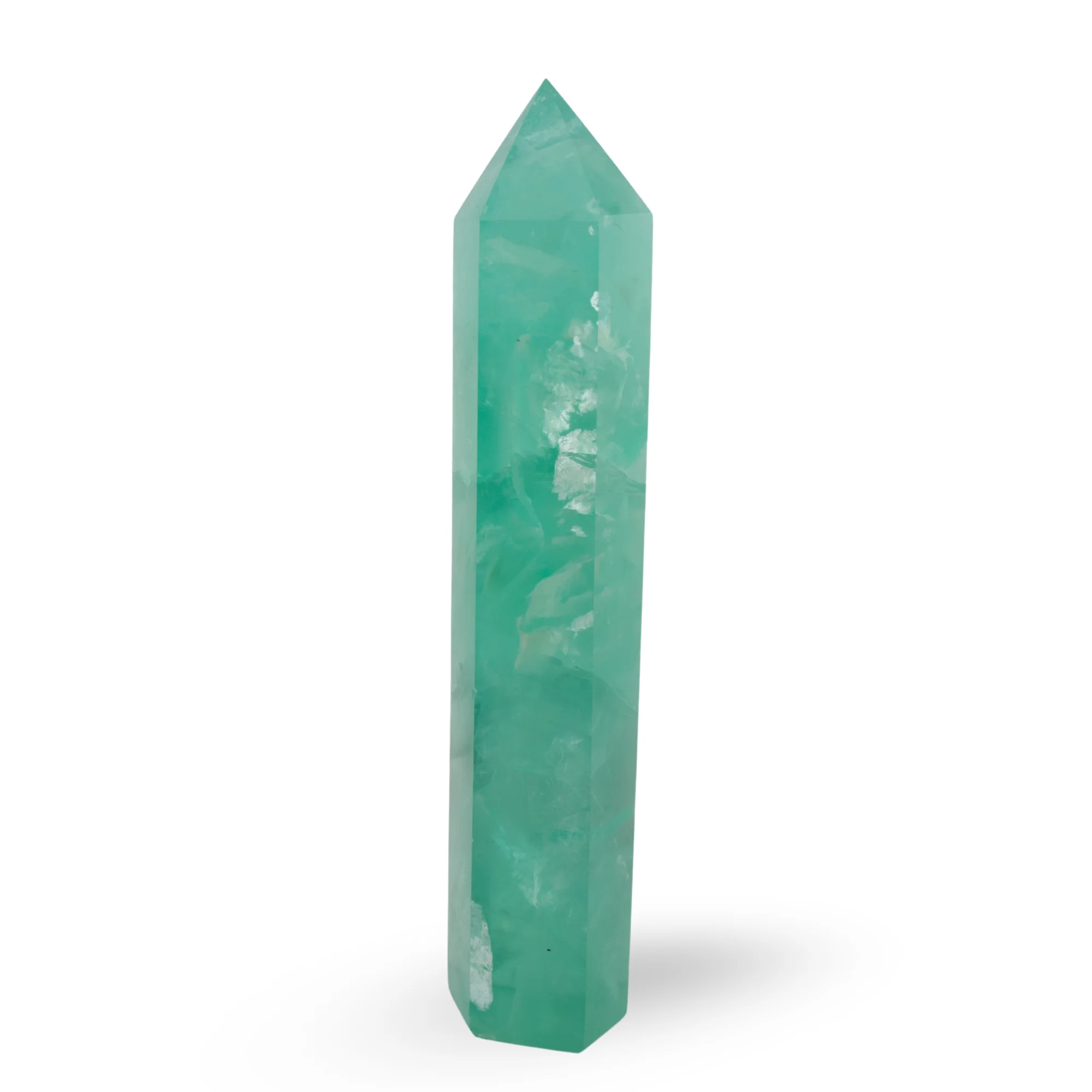 Green Fluorite Tower on White Background