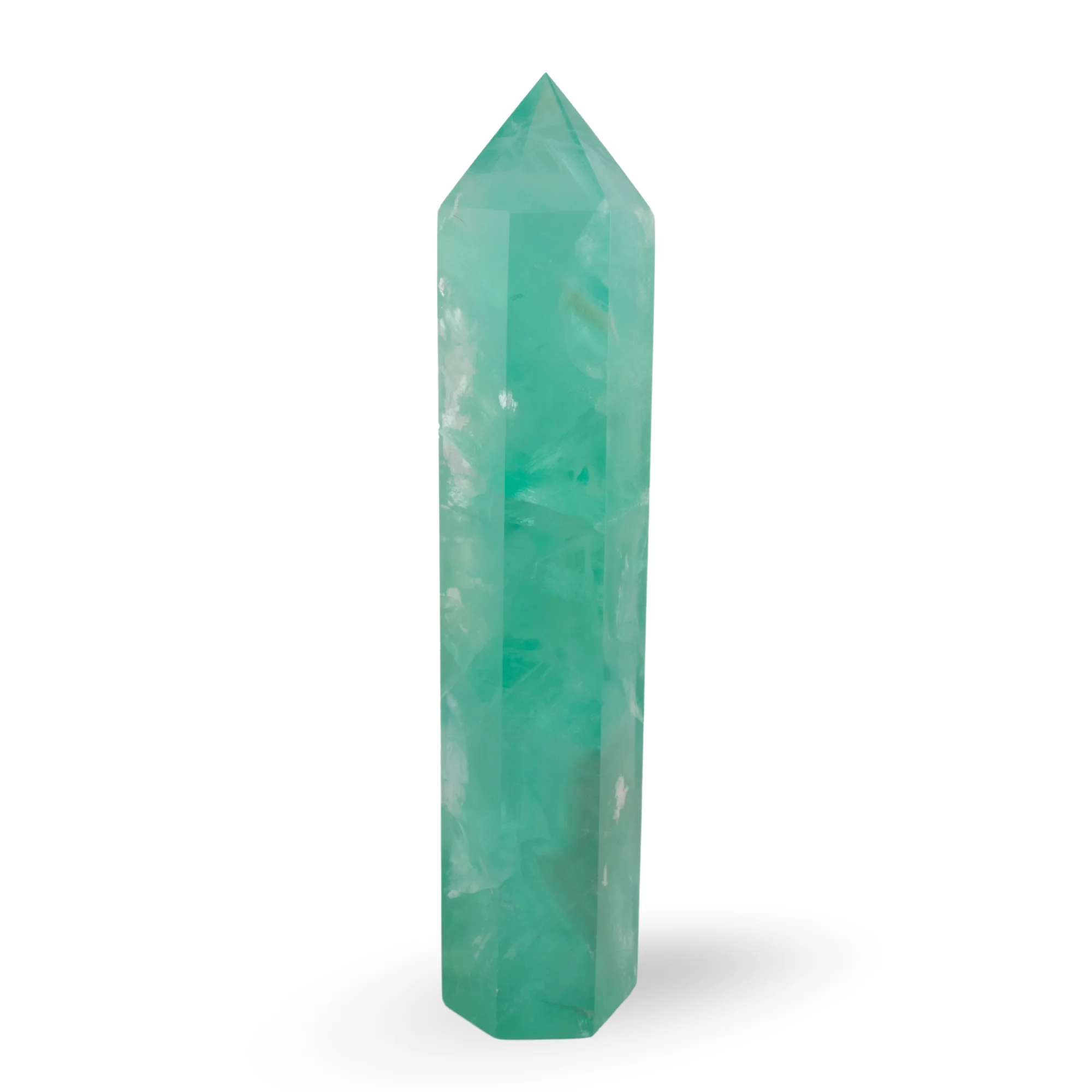 Green Fluorite Tower on White Background