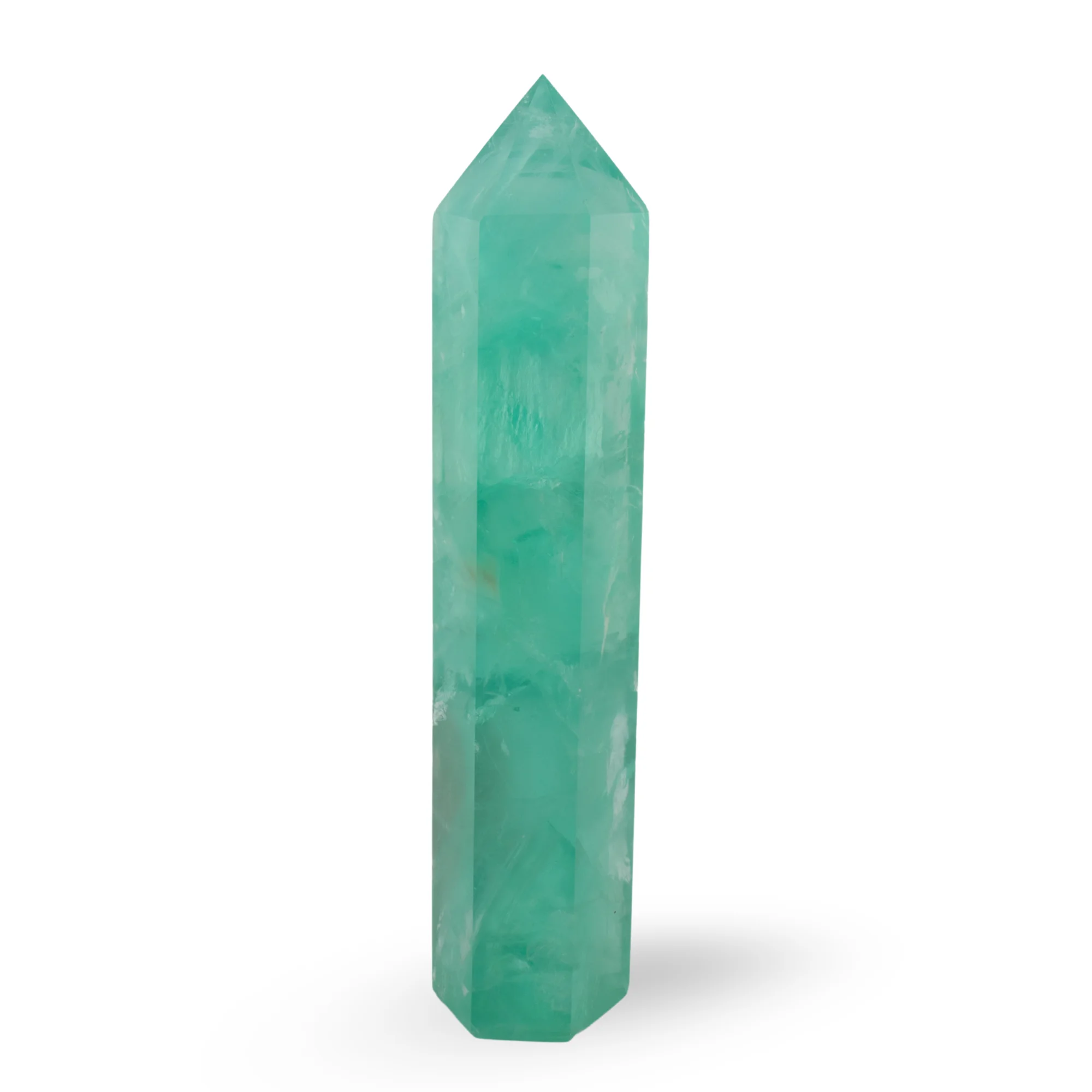 Green Fluorite Tower on White Background