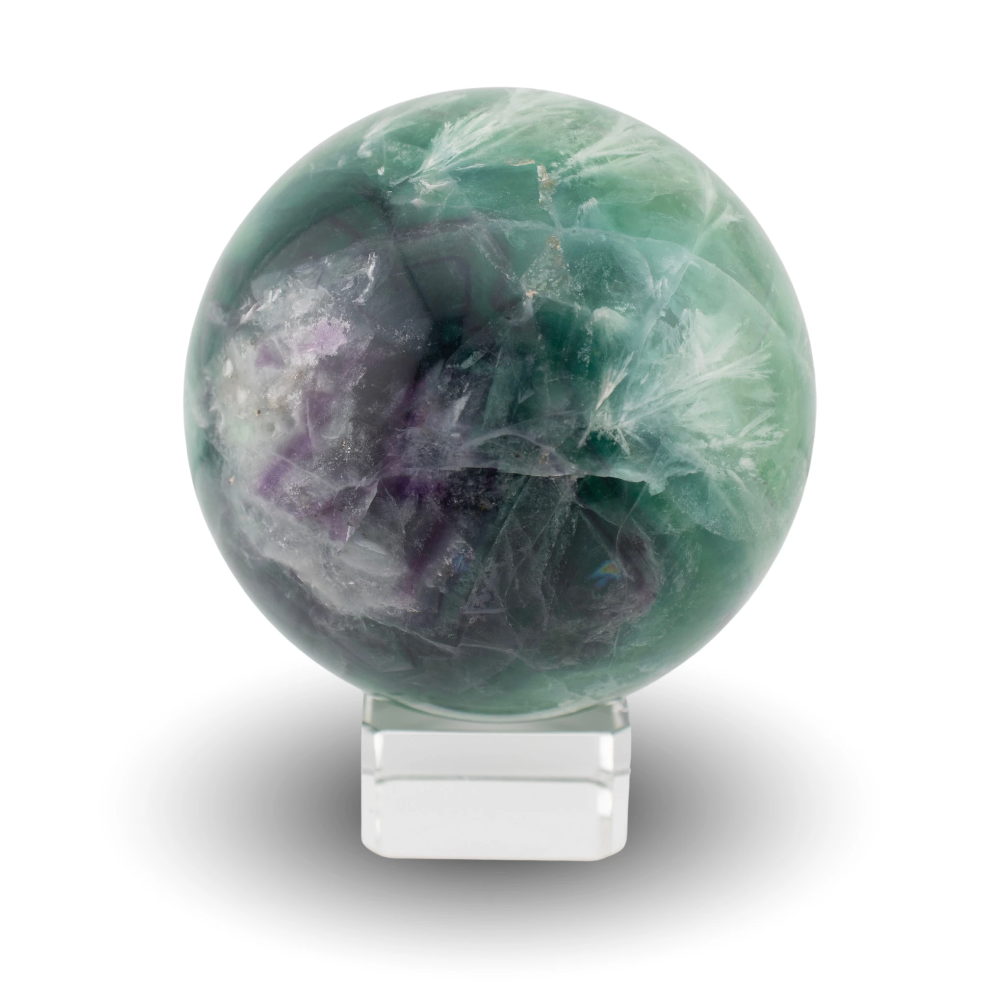 Feather fluorite sphere