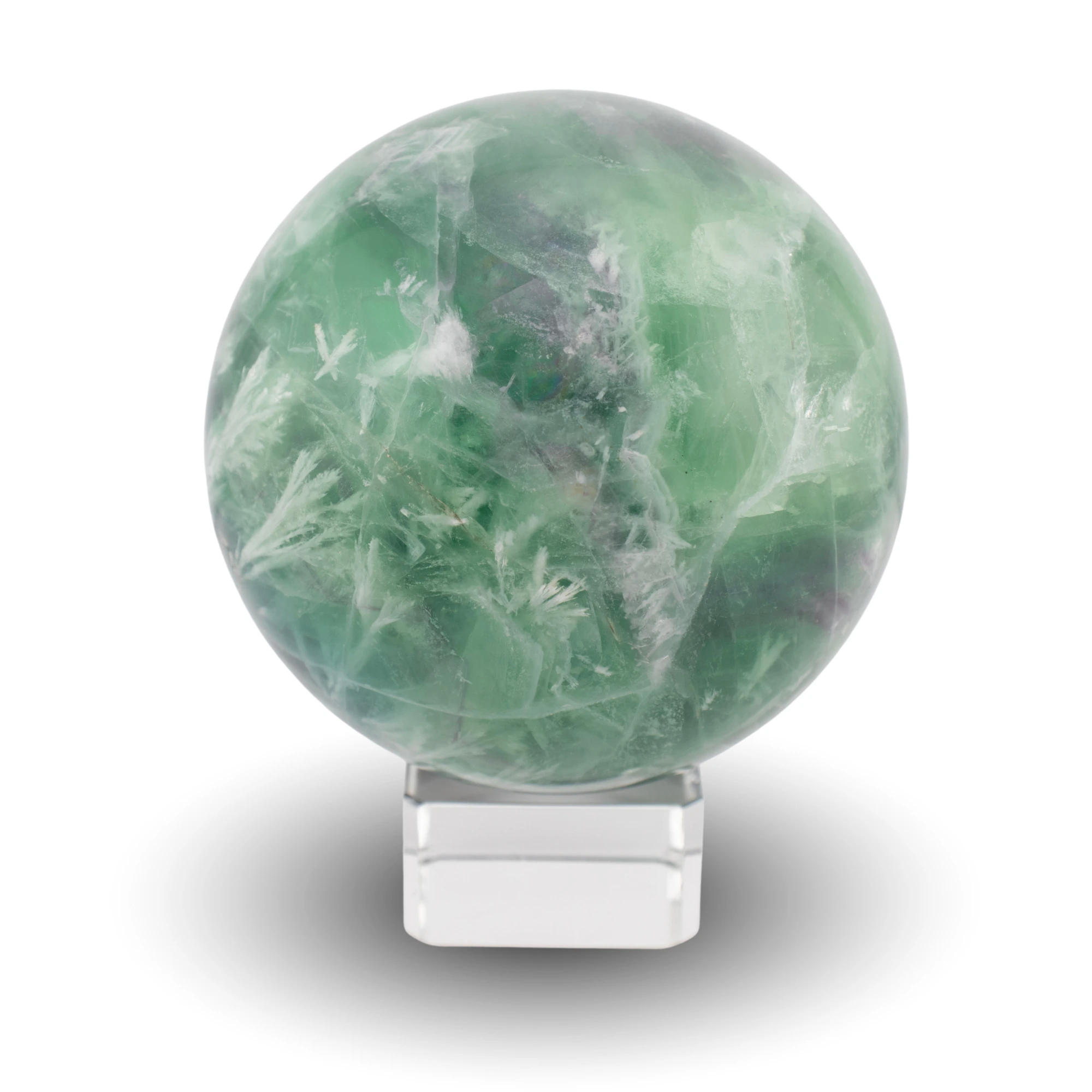 Feather fluorite sphere
