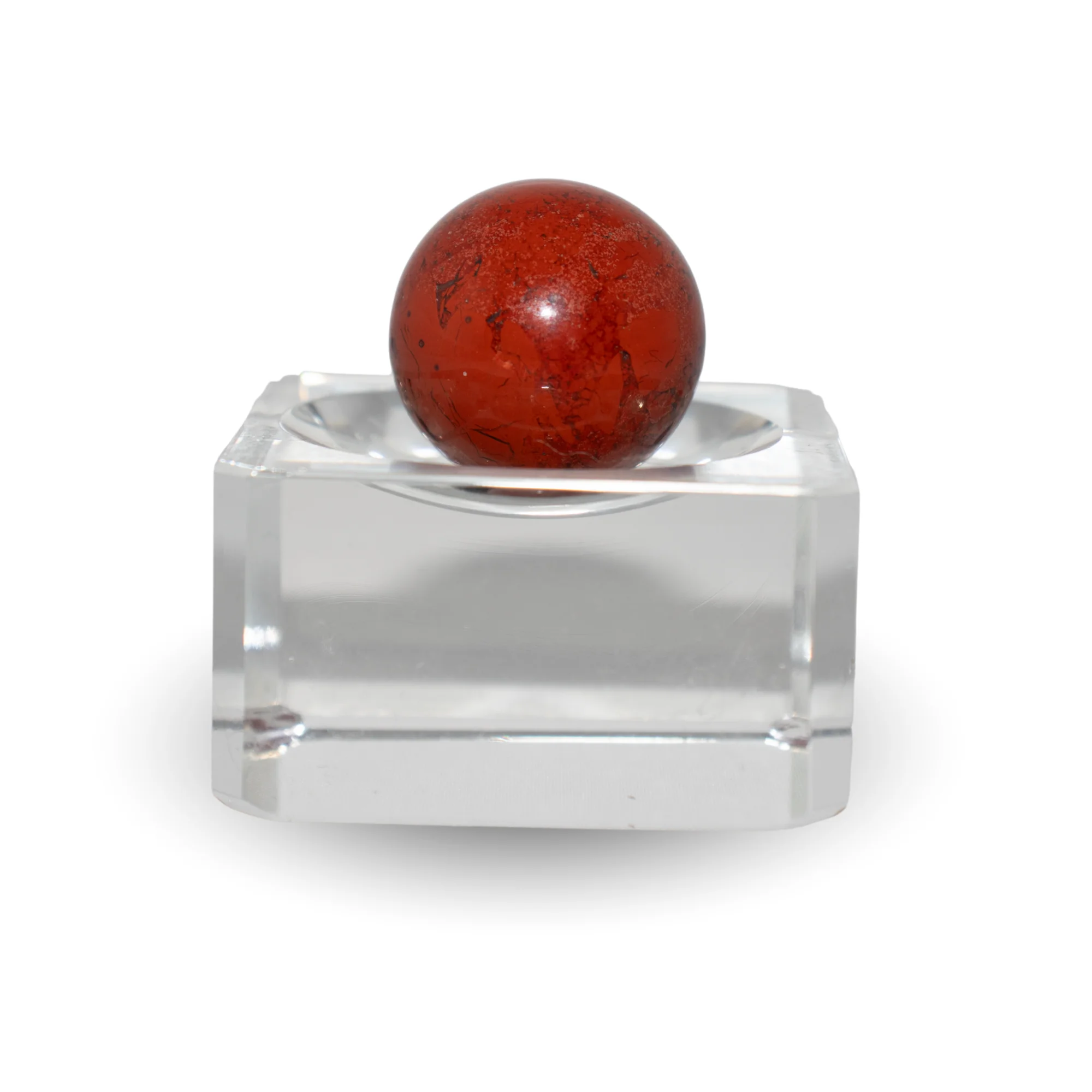 Red Jasper Mini Sphere on a glass stand