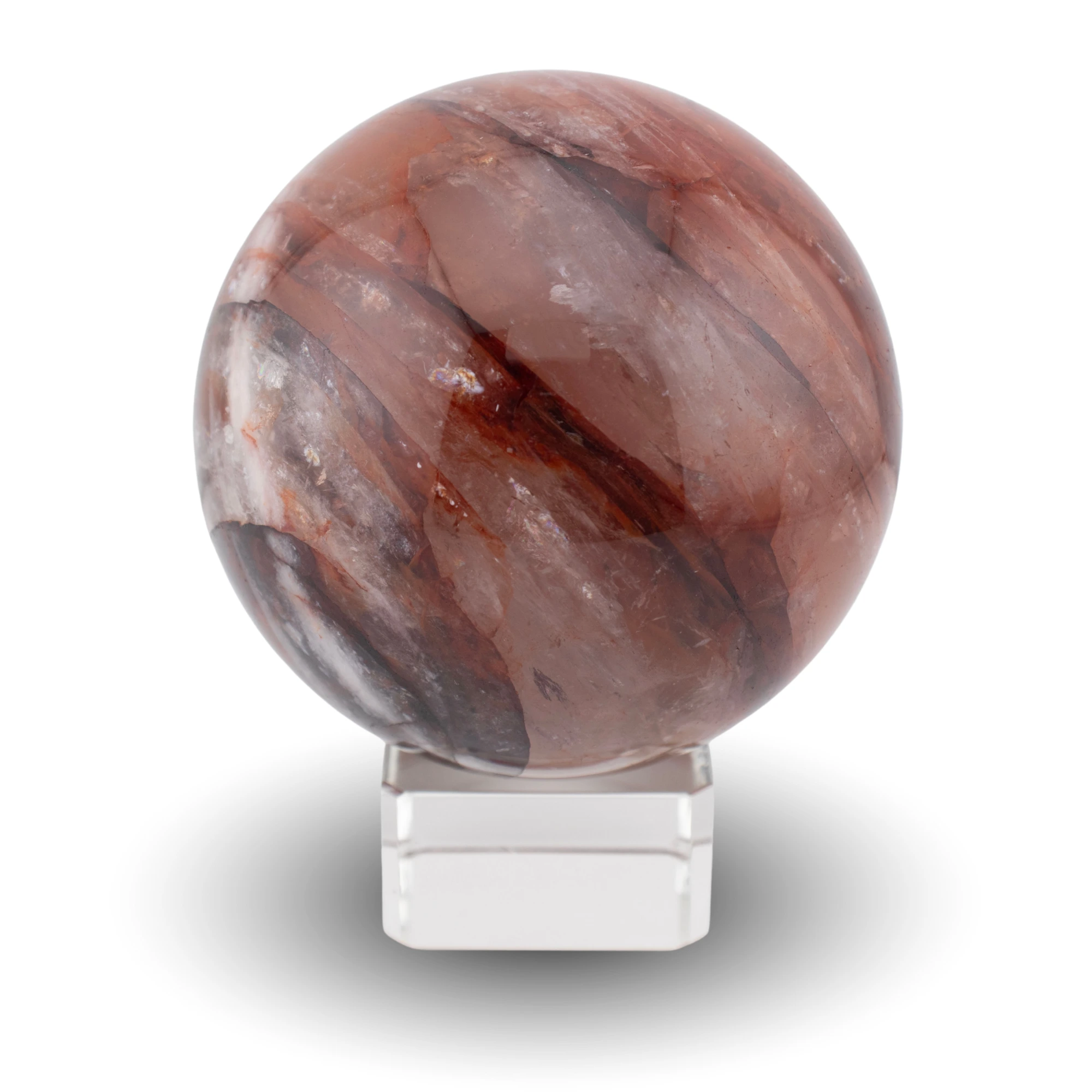 Red hematoid sphere on glass stand