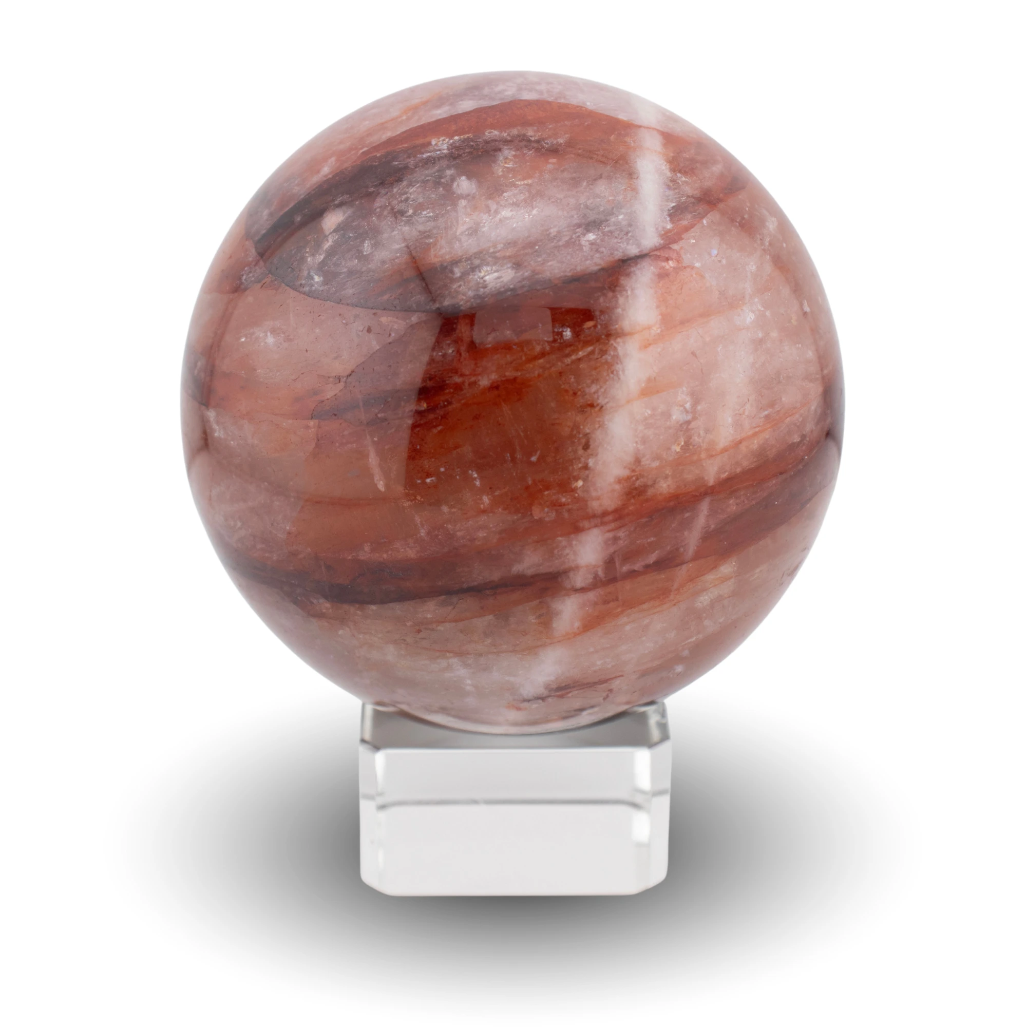 Red hematoid sphere on glass stand