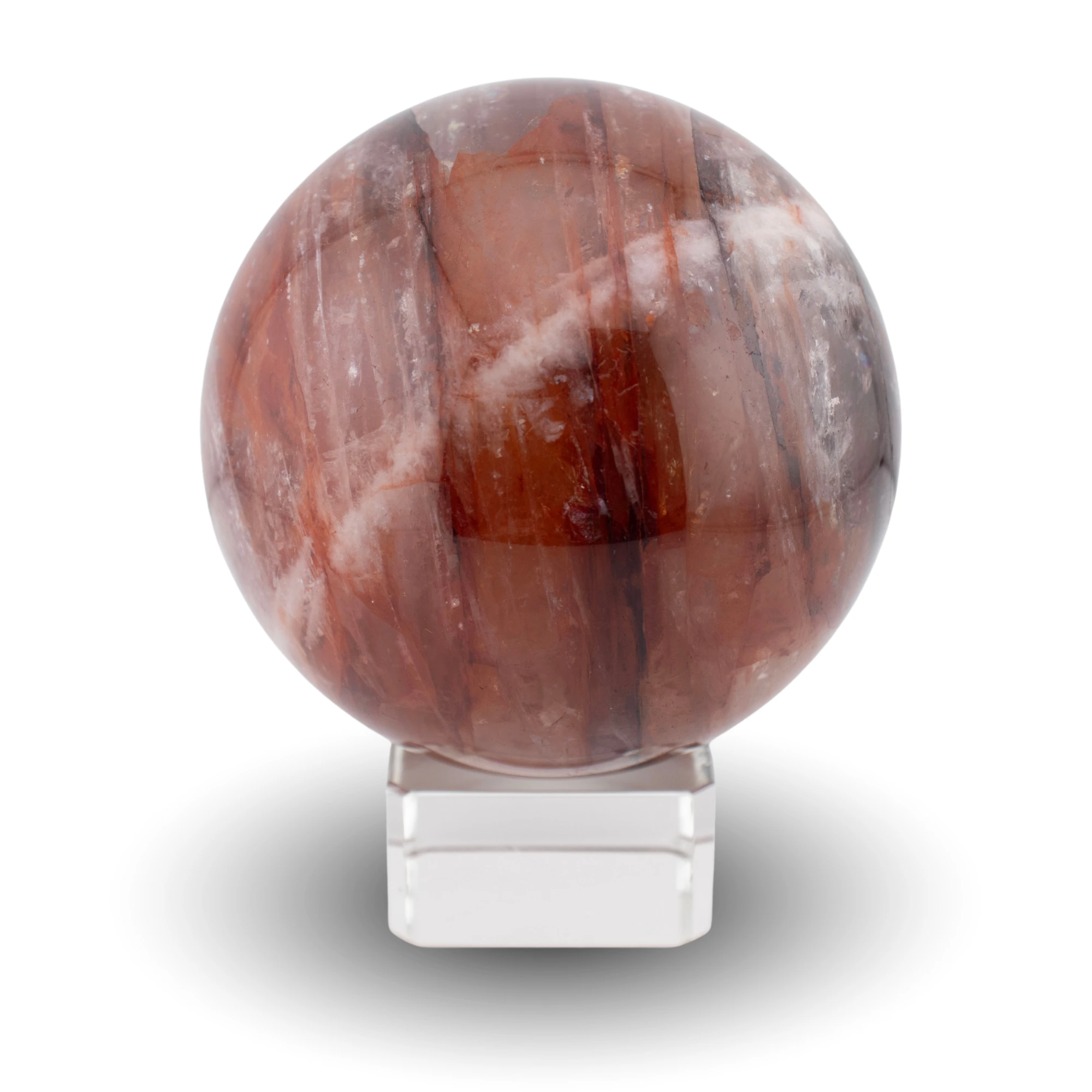 Red hematoid sphere on glass stand