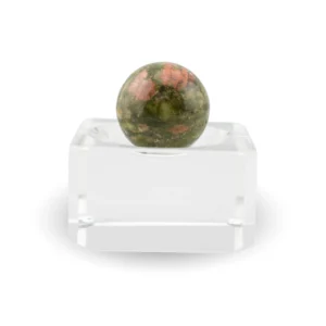 Unakite Sphere on glass stand