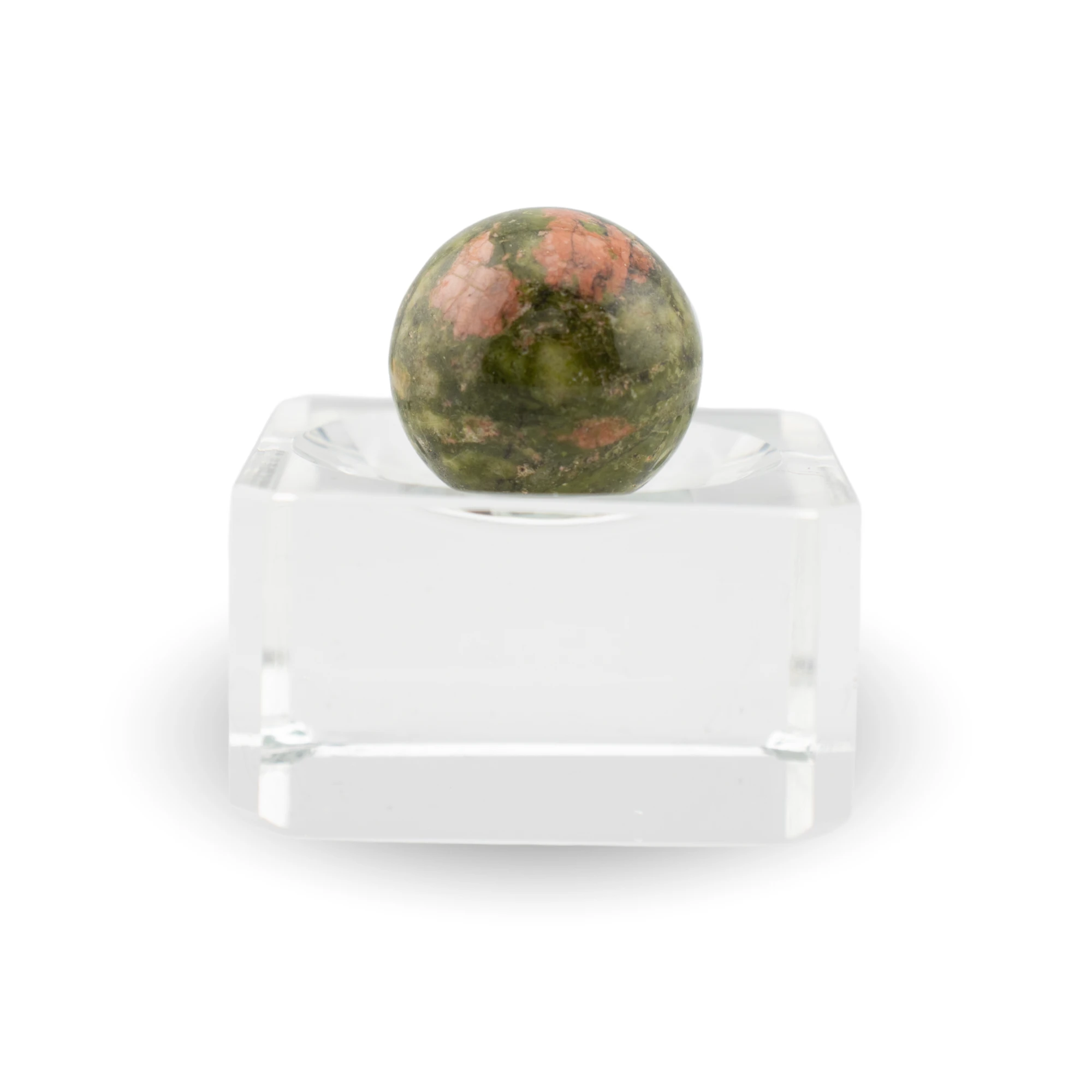 Unakite Sphere on glass stand