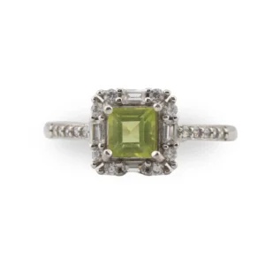 Peridot Halo Statement Ring