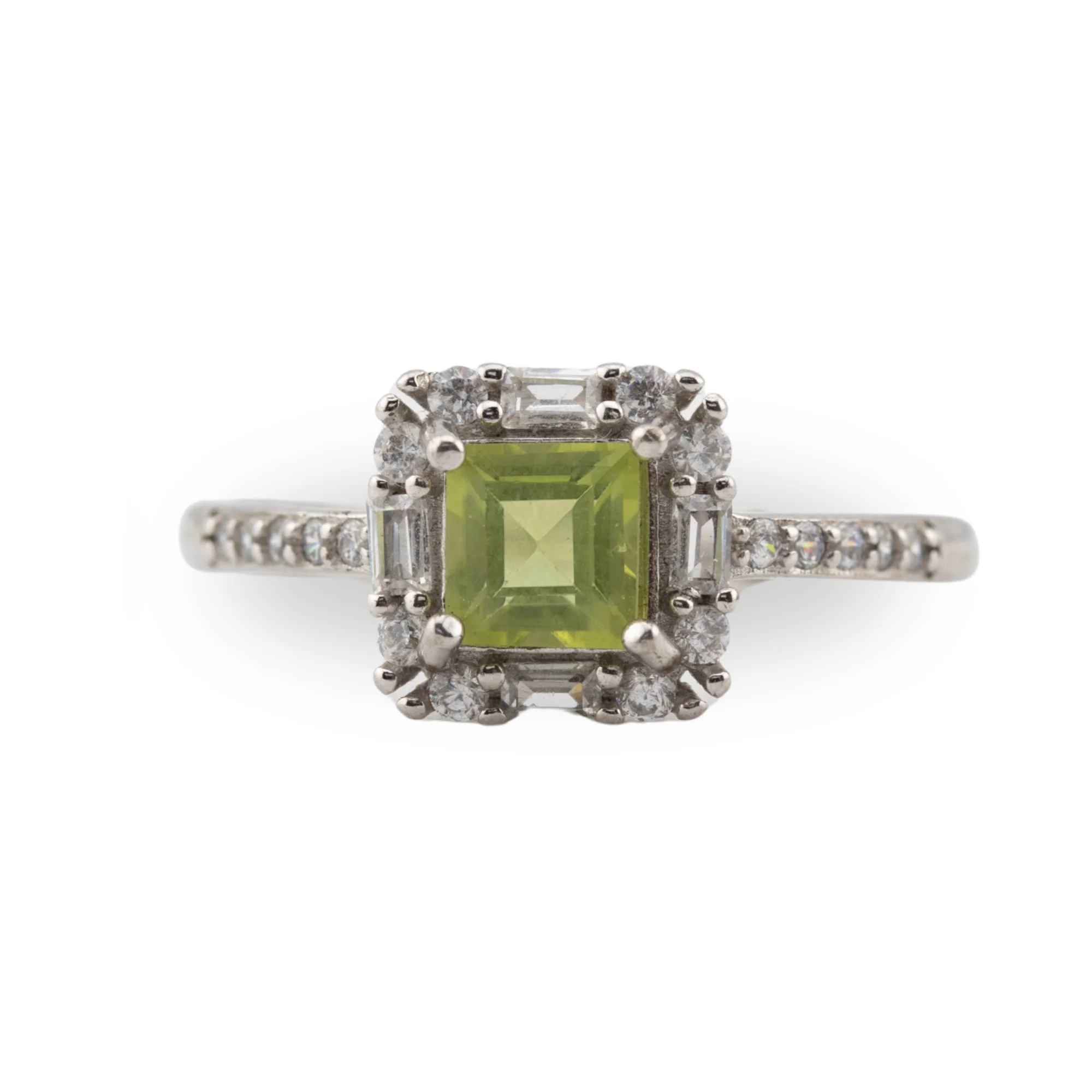 Peridot Halo Statement Ring