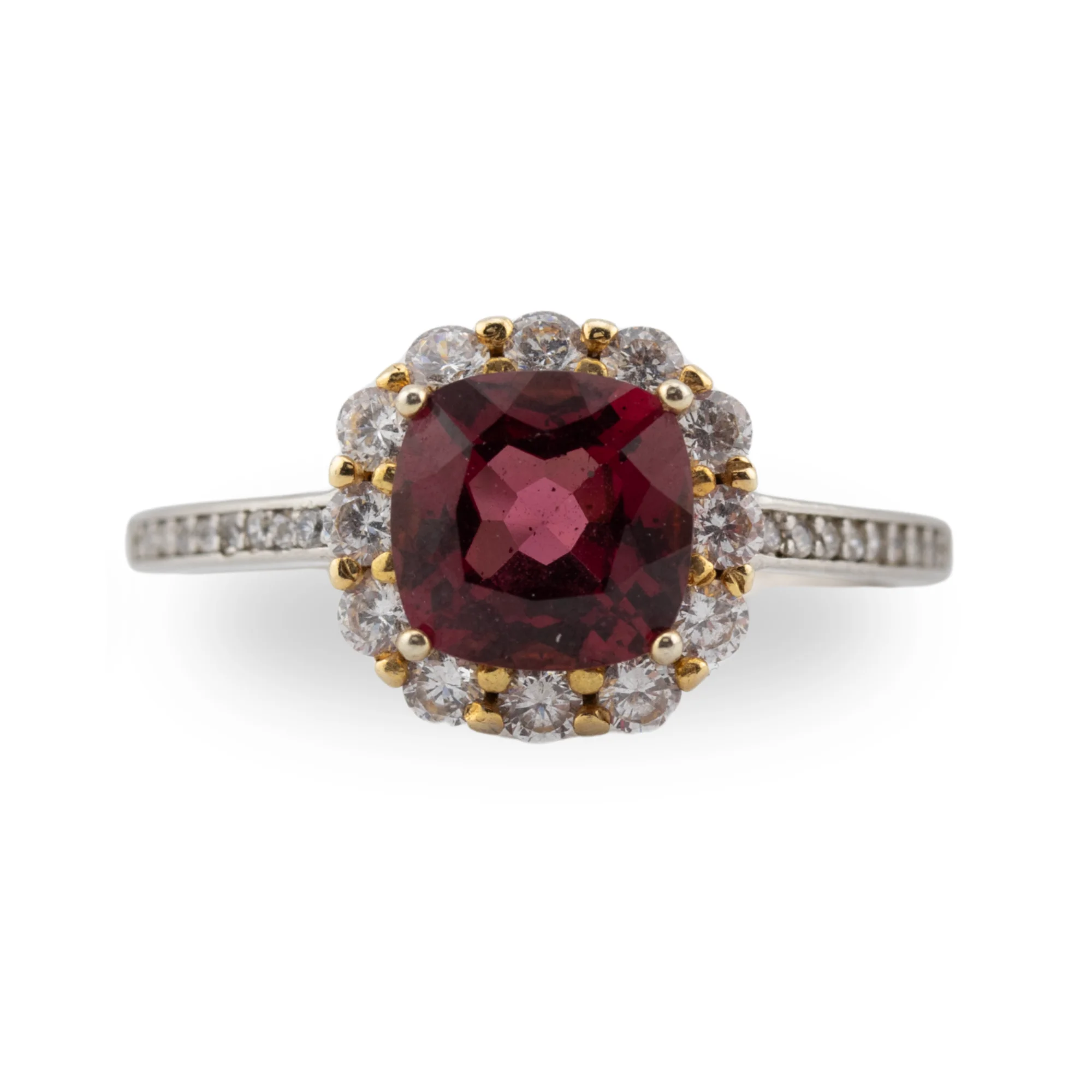 silver ring with garnet centre piece